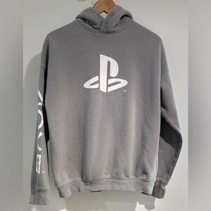 Sony PlayStation Hoodie – Gray PS Logo, Long Sleeve